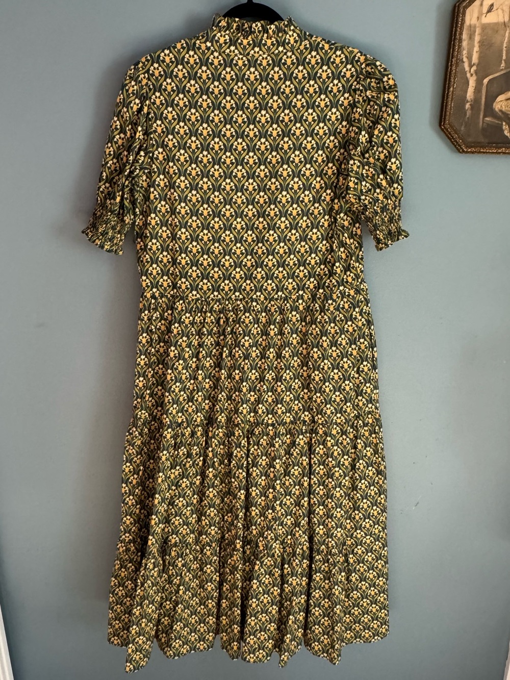 Green Floral Puff-Sleeve Maxi Dress - Picture 4 of 4